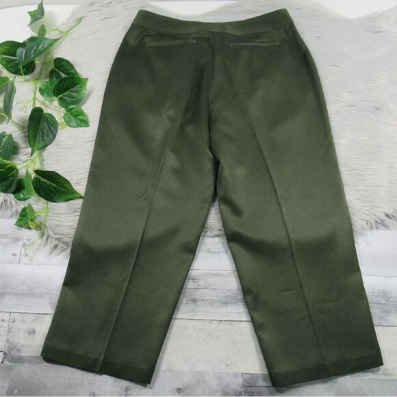 TOMMY BAHAMA Silk Blend High Rise Cropped Pants Olive Green Women's Size 8 - Picture 7 of 12